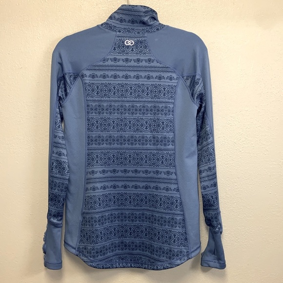 CALIA by Carrie Underwood Blue Floral Graphic Zip Athleisure Jacket 5021 - Picture 6 of 9